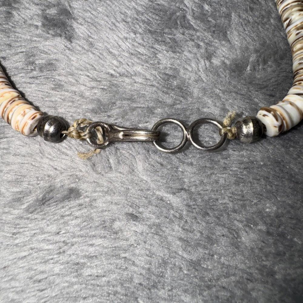 vtg Native American Navajo sterling Silver 925 turquoise Heishi Shell necklace - Picture 5 of 6